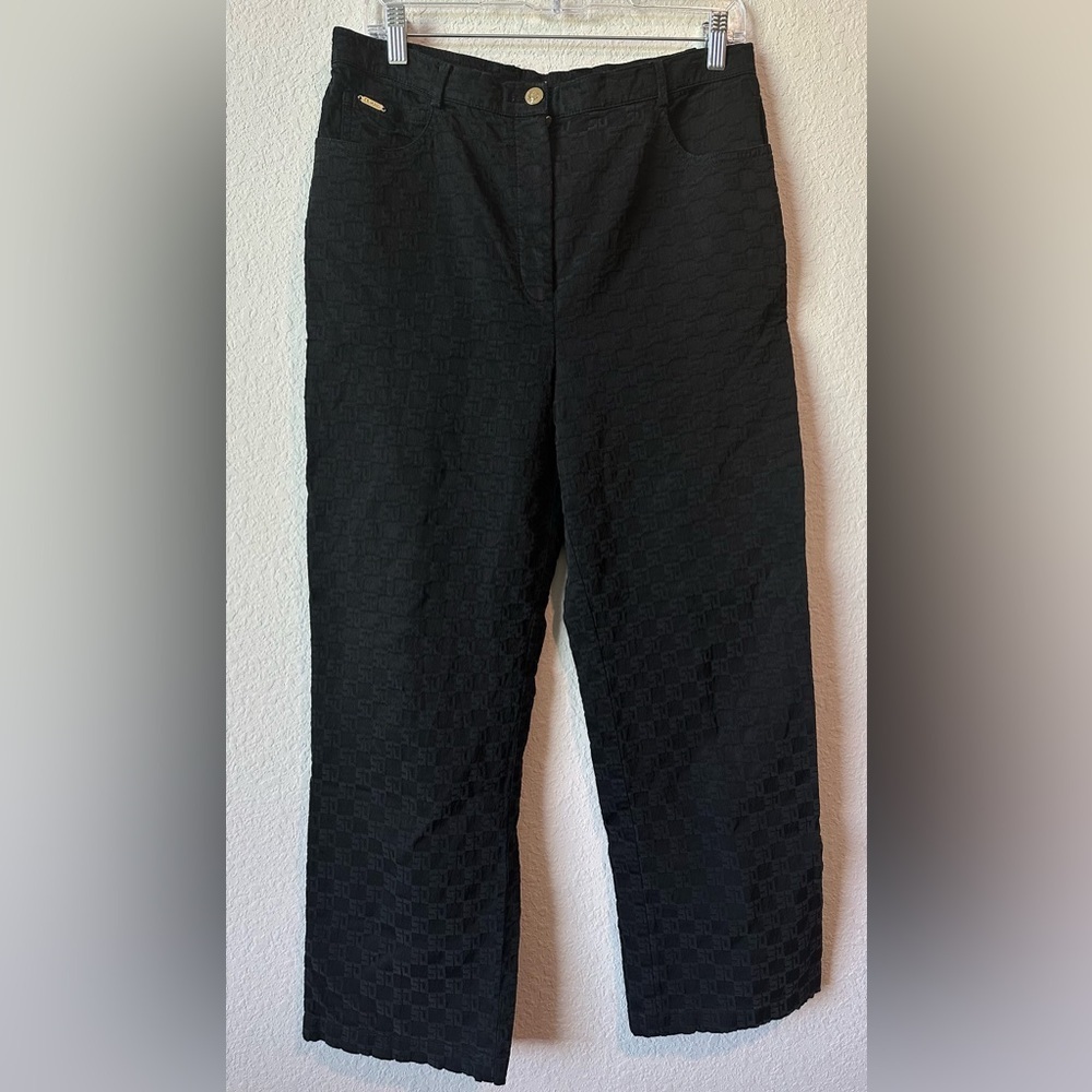 ST JOHN Sport Women’s Size 12 Black High Waist Straight Leg Dress Pants